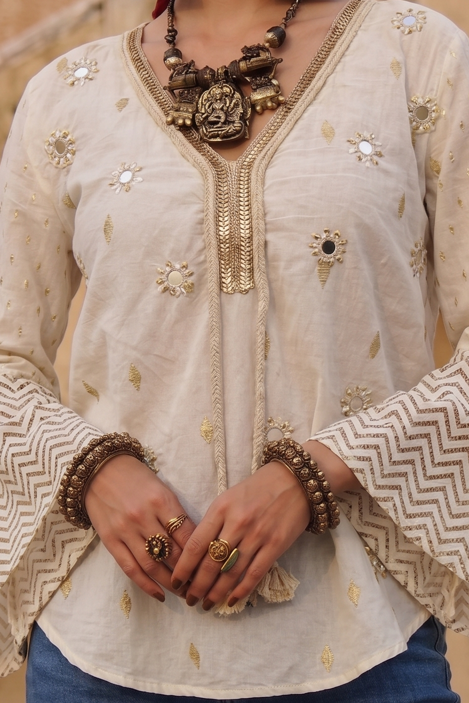 Boho Top with Embroidery | 100% Lawn Cotton
