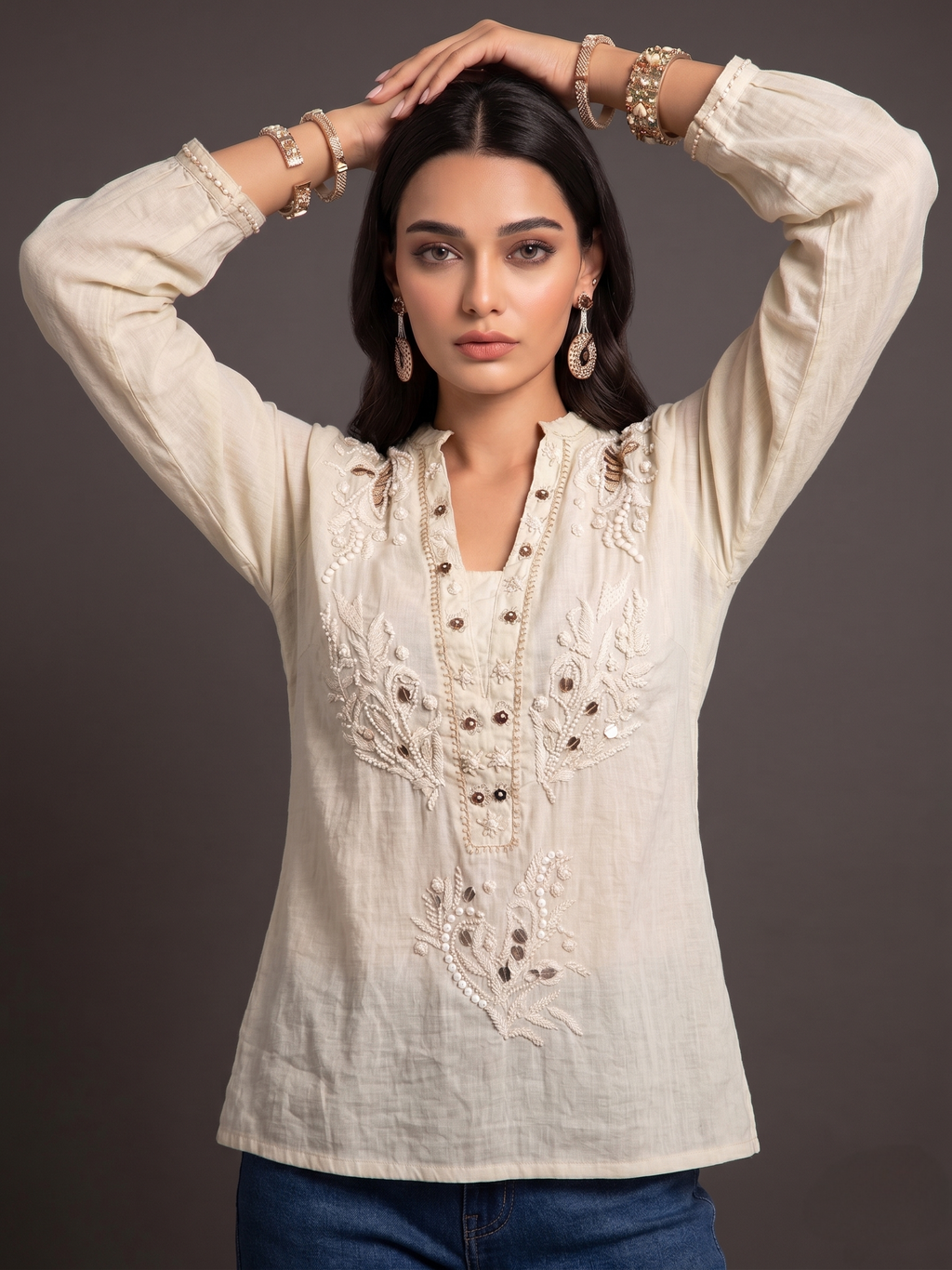 Boho Top with Embroidery | 100% Lawn Cotton