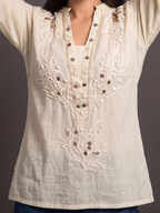 Boho Top with Embroidery | 100% Lawn Cotton